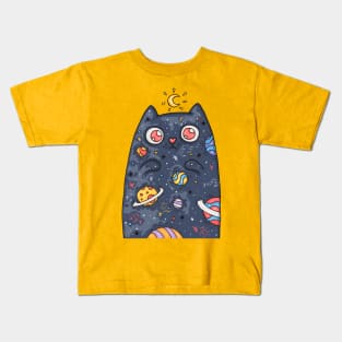 cute cat universe Kids T-Shirt